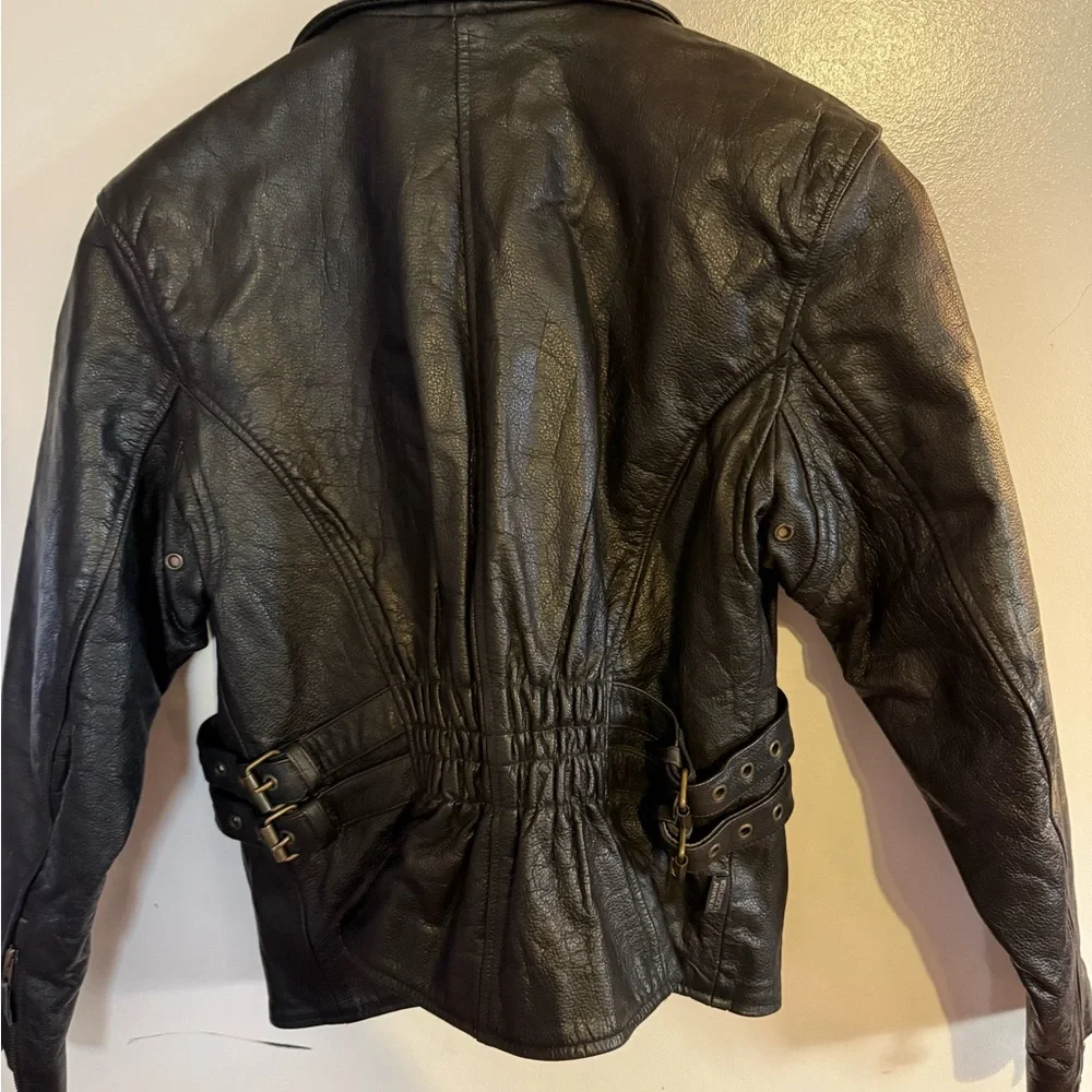 Black Leather Biker Jacket - Picture 2 of 3